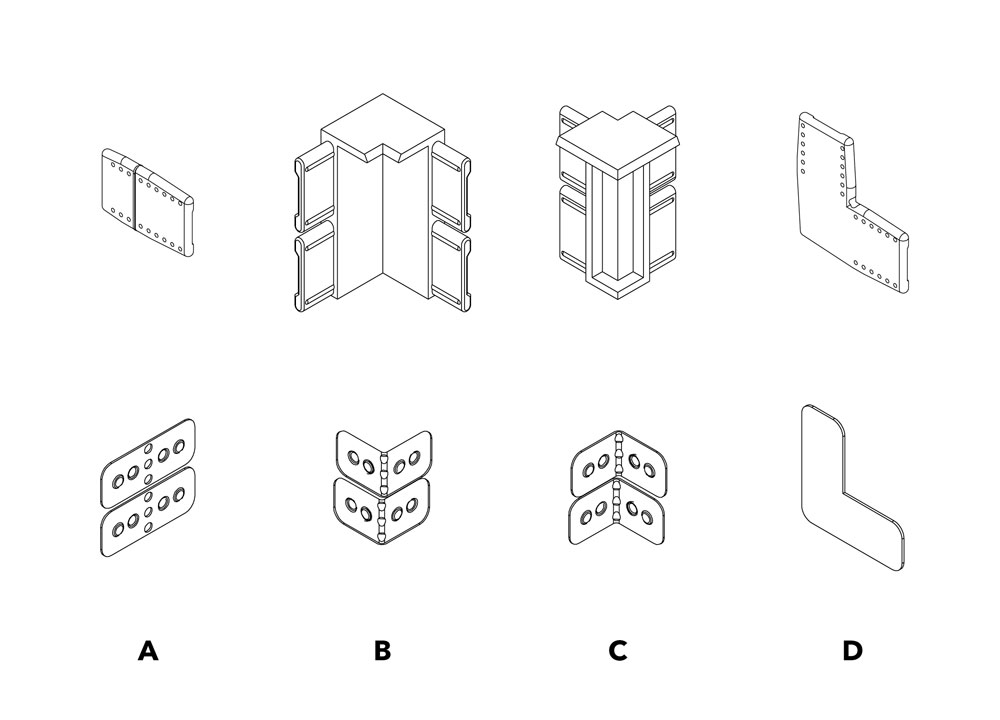 ECLISSE Syntesis joints for flush baseboard profile