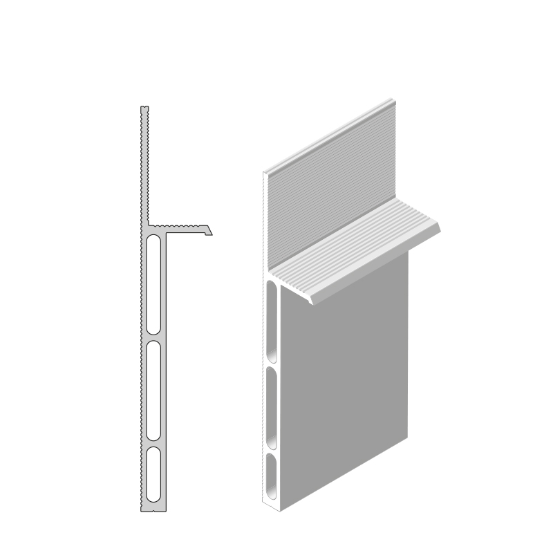 Aluminium profile for flush baseboard on plasterboard wall