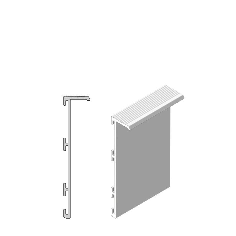 Aluminium profile for flush baseboard on plasterboard wall
