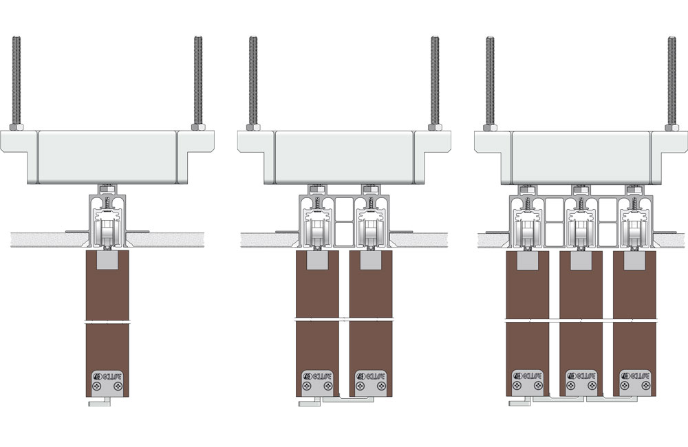 Ceiling mounted sliding door system