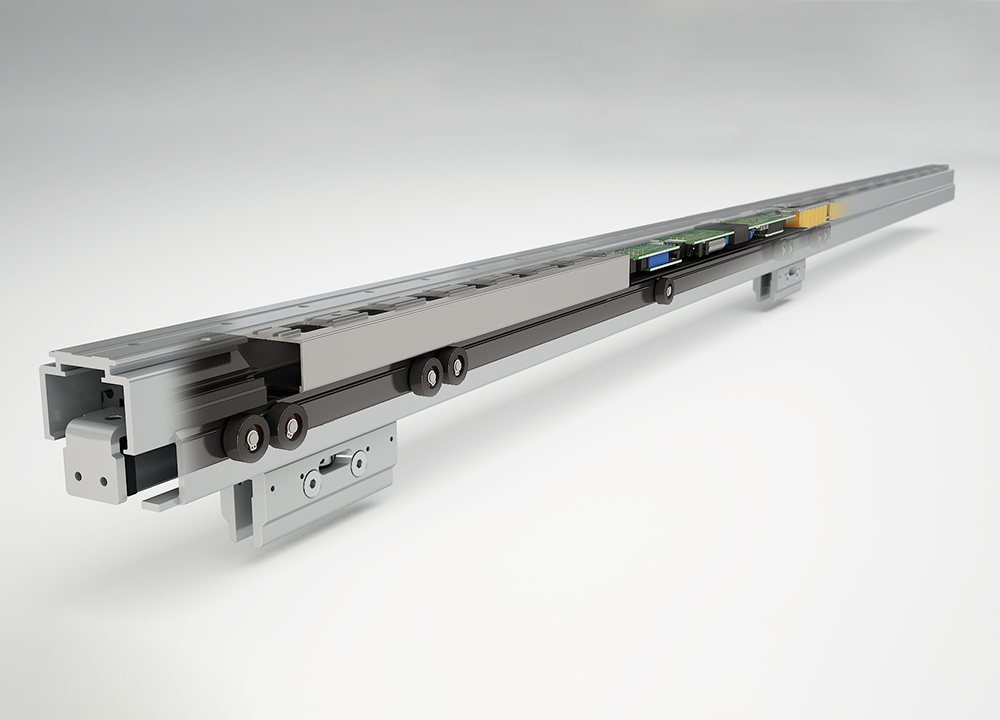 Linear motorised unit for sliding pocket doors