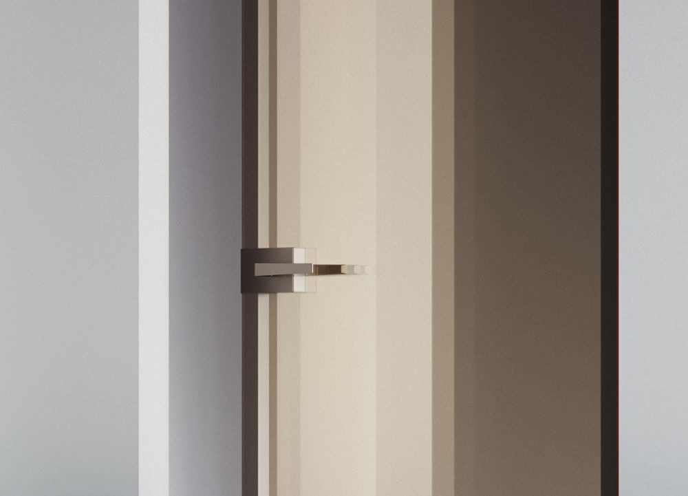 Glass and aluminium hinged doors - handles