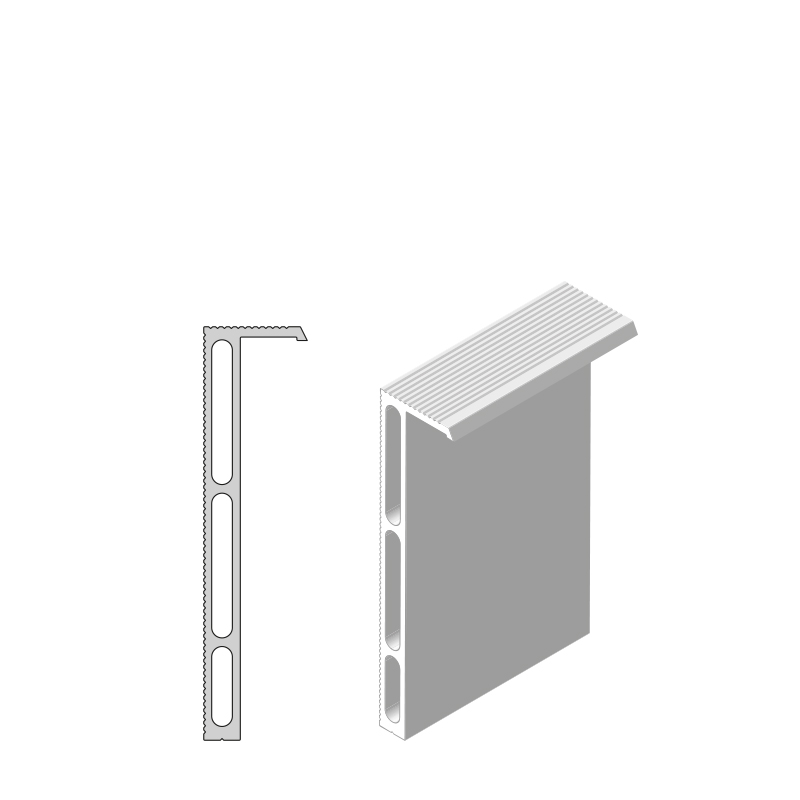Aluminium profile for flush baseboard on masonry wall