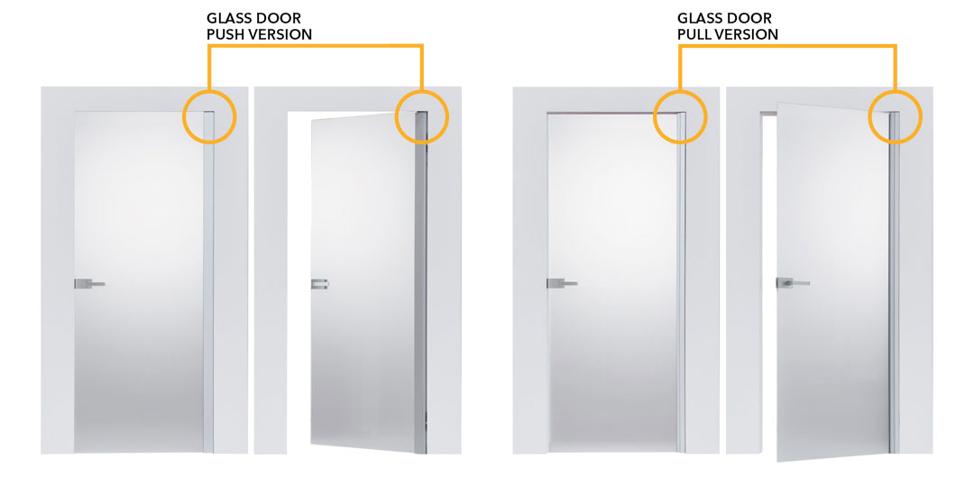ECLISSE flush-to-the-wall glass hinged door - features