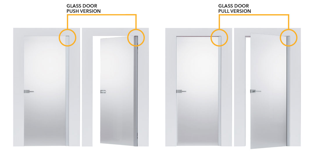 ECLISSE flush-to-the-wall glass hinged door